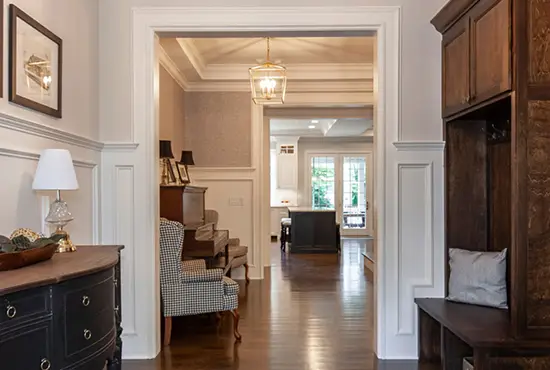 Interior view of a well-designed home hallway and entryway showcasing craftsmanship by members of the Northern Illinois Home Builders Association